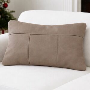 Elegant pebble Tan Leather lumbar Throw Pillow case new insert not included